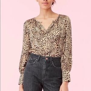 Rebecca Taylor Hammered Silk Blouse, Leopard New With Tags NWT Size 8 M